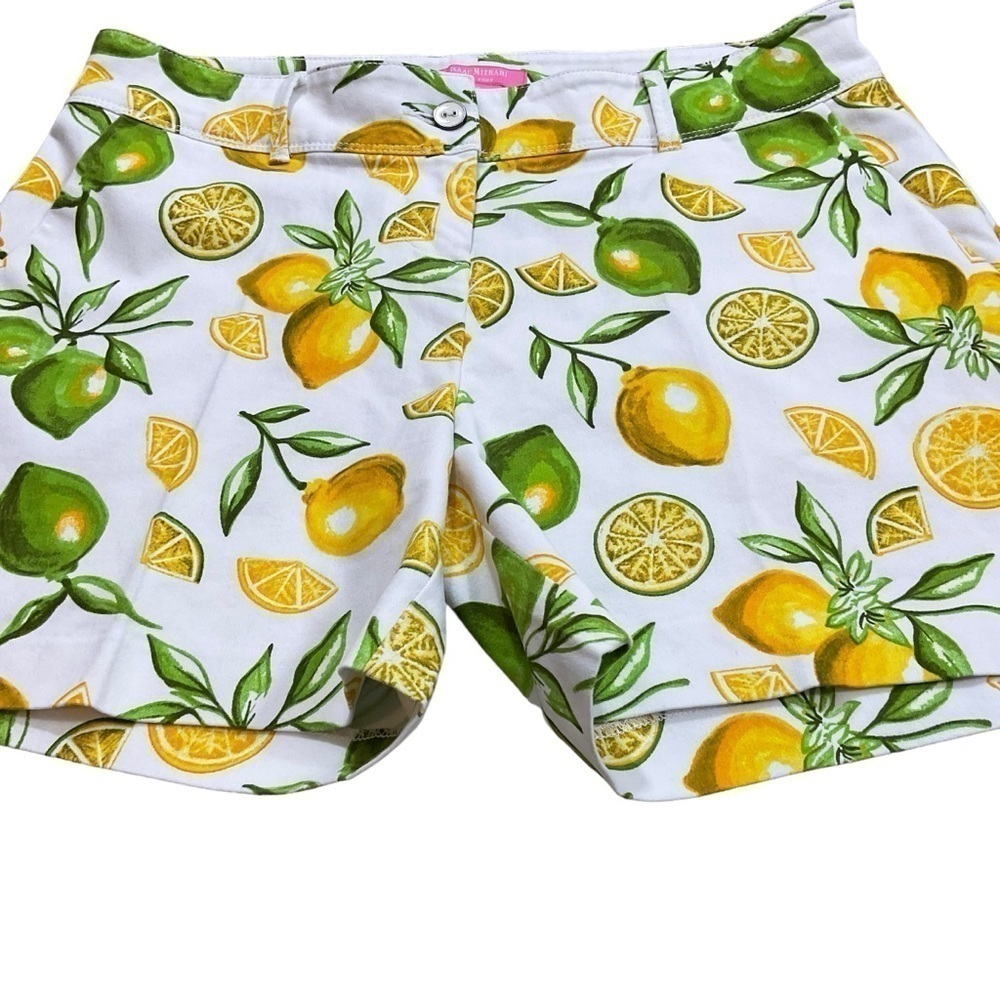 Isaac Mizrahi New York Lemon Lime Scattered Print Tailored Shorts size 10 - Picture 4 of 10